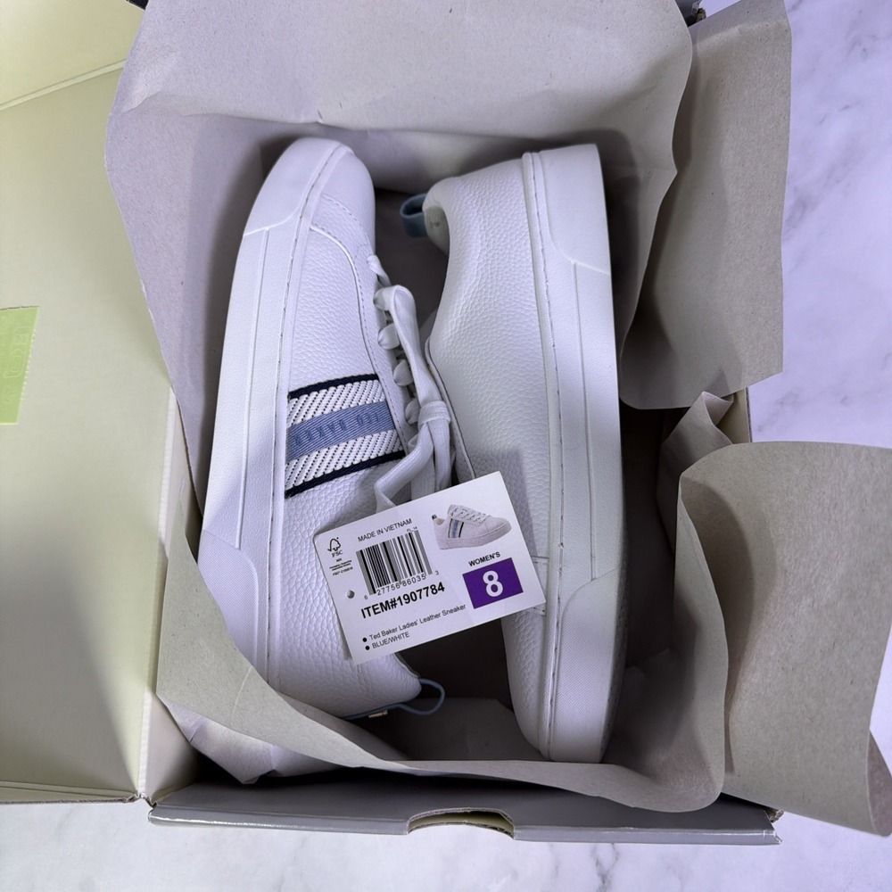 Ted Baker "Bailey Icon" Women's Classic Leather Tennis Shoe (Blue-White) Size 8 - Picture 8 of 8